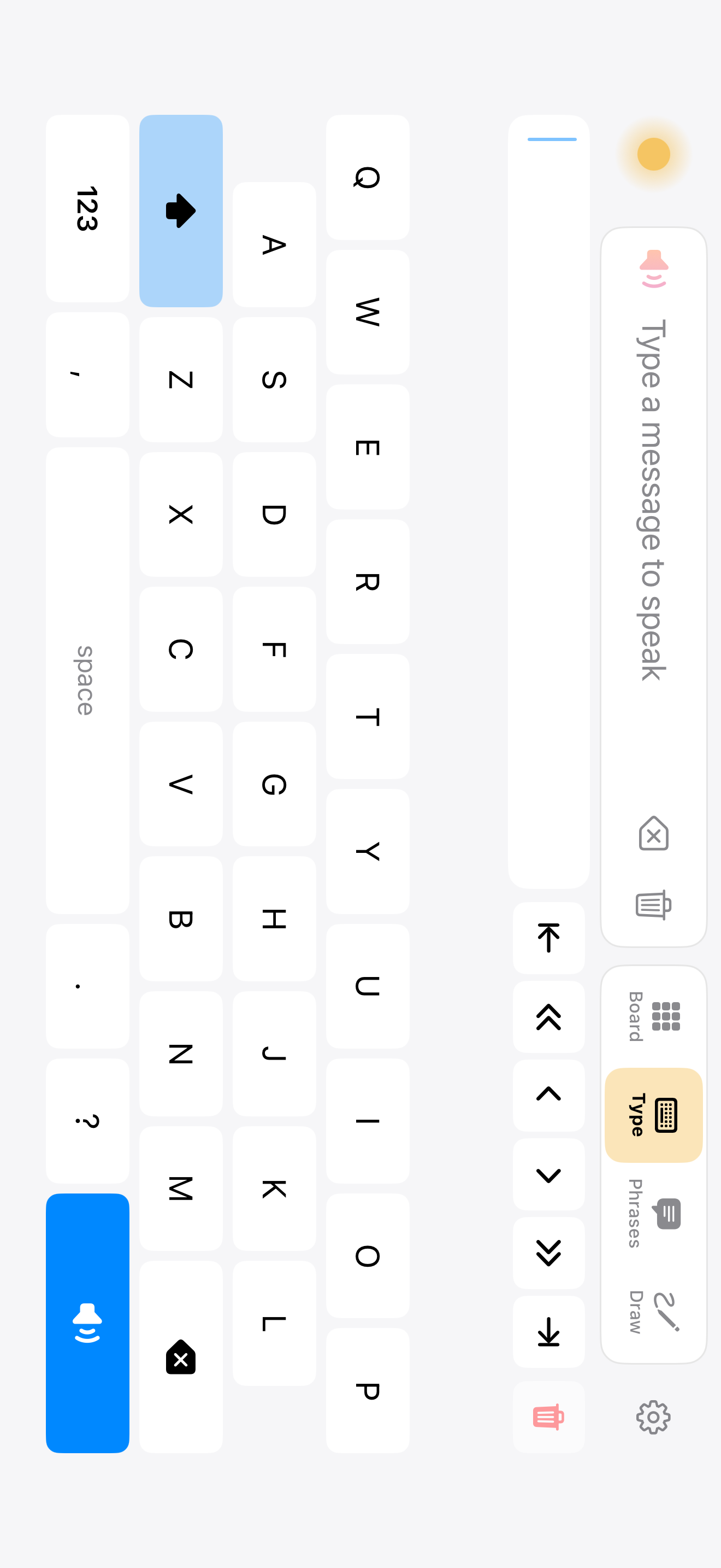 Dawn's typing keyboard on iPhone with word prediction and caret controls